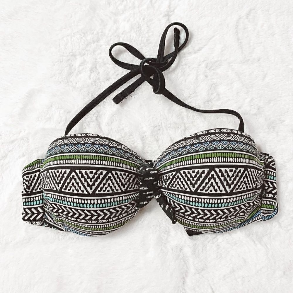 la Vie En  Rose Aztec Bandeau Bikini Swim Top Sz M